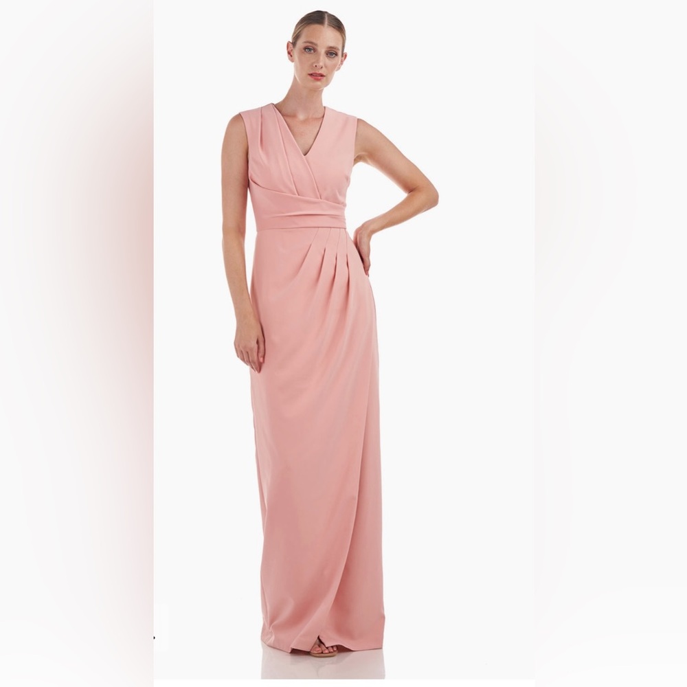 New Kay Unger Cassia Pleated Column Gown